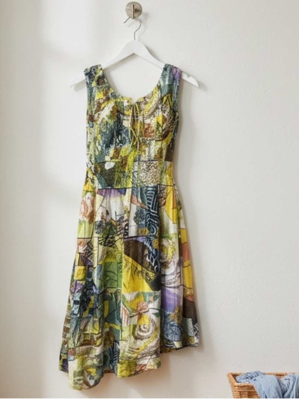 Miss Nikky Slant Hem Abstract Floral Sleeveless Y2K Whimsigoth Dress Size M